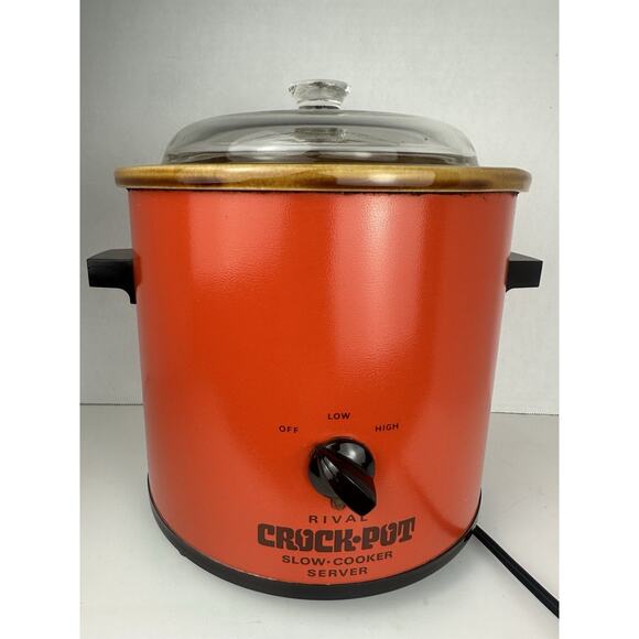 Vintage Rival Slow Cooker Crock Pot Orange Mid Century MCM Read - Picture 1 of 6